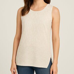 Inclán Studio Houston Cream Metallic Rose Gold Thread Tank Top NWT